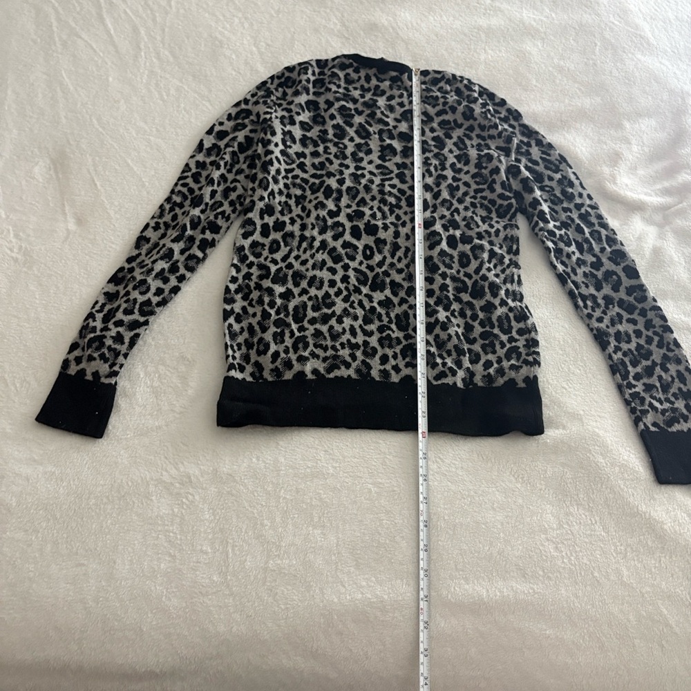Ann Taylor Leopard Print Sweater in Black and Cream